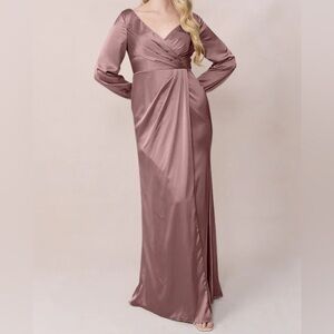 REVELRY Vera Satin Dress in Rose Quartz
